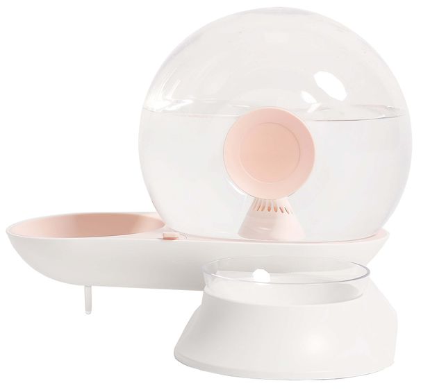 Pet Life 'Auto-Myst' Snail Shaped 2-in-1 Automated Gravity Pet Filtered Water Dispenser and Food Bowl_voghion.com