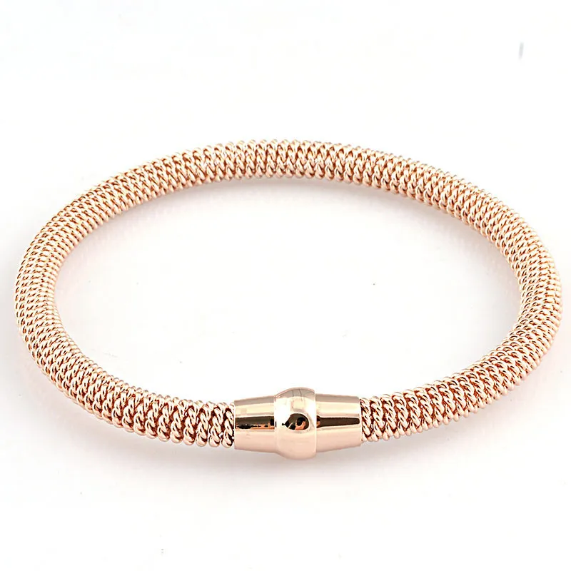Stainless Steel Spring Cable Bracelet Elastic Magnet Buckle Jewelry Fashion Jewelry Bracelet Titanium Steel Jewelry_voghion.com
