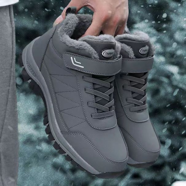 Middle-aged And Elderly Walking Winter New Men's Fleece-lined Thickened Snow Boots Dad's Cotton Non-slip Soft Sole_voghion.com
