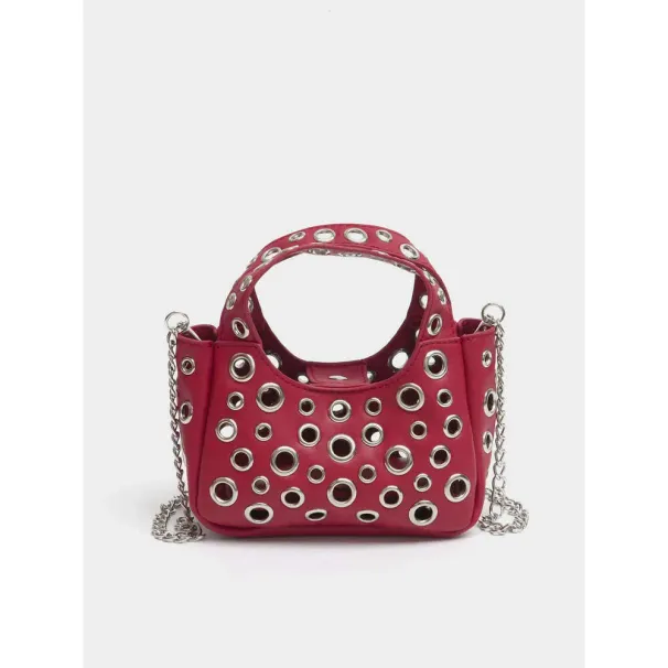 Borsa a tracolla singola alla moda con catena e occhielli, mini borsa da donna traforata_voghion.com