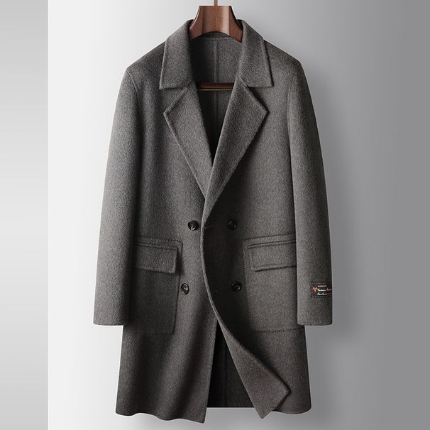 Men’s 100% Wool Trench Coat – Slim-Fit Double-Breasted Overcoat For Business Casual (Dusty Mauve/Slate Gray, Sizes 170-190)_voghion.com