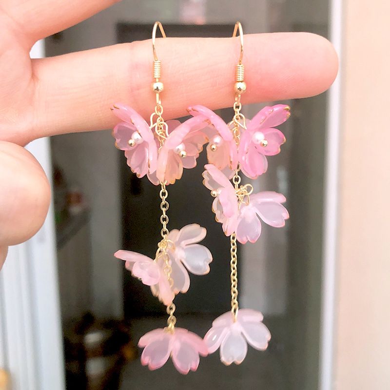 Unisex Super Fee Blume Ohrringe Für Frauen Lange Quaste Einfache Temperament Net Rot Koreanische Nische Ohr Haken Neue Trendy Ohren_voghion.com