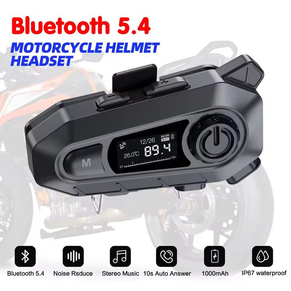 Bluetooth 5.4 Drahtloser Motorrad-Kopfhörer Motorradhelm-Gegensprechanlage-Headset_voghion.com