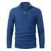 Maglione a mezza zip in maglia a nido d'ape - Pullover termico a maniche lunghe da uomo, elegante top casual con scollo rotondo per strati invernali (beige, grigio chiaro, verde, blu)_voghion.com