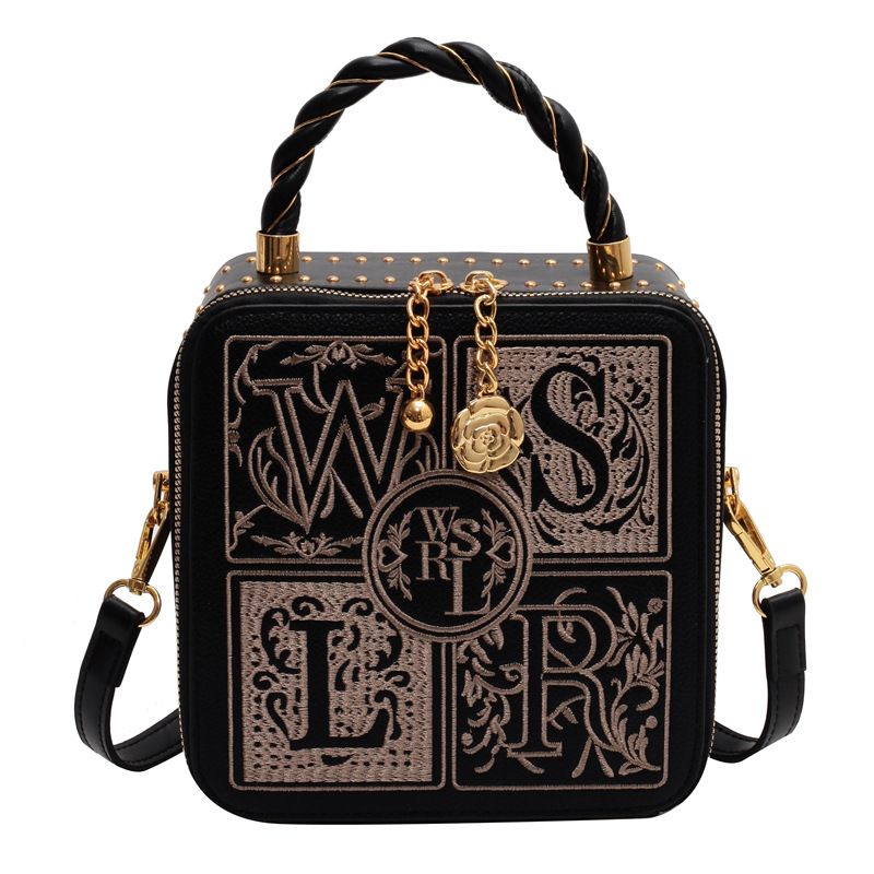 Conception pour femmes 2024 Nouveau sac à bandoulière pour femmes Sac à main populaire Petit sac carré brodé_voghion.com