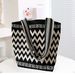 New Large Capacity Bucket Bag Women's Black Geometric Contrast Shoulder Bag Retro Simple Matching Knitted Handbag_voghion.com