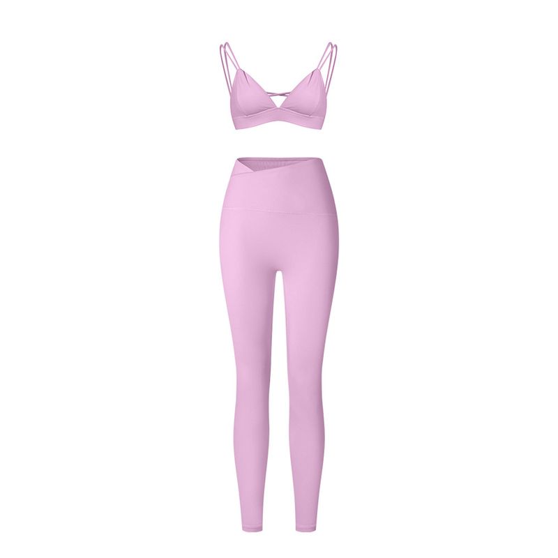 Women’s Clothing New Yoga Clothing Suit Sanded Tight Shaping High Waist Fitness Sports Leisure Yoga Clothing Suit_voghion.com