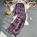 Damen-Pullover mit Rundhalsausschnitt + Hose mit weitem Bein, zweiteiliges trendiges Set, gestrickter Druckanzug mit künstlerischer Atmosphäre_voghion.com