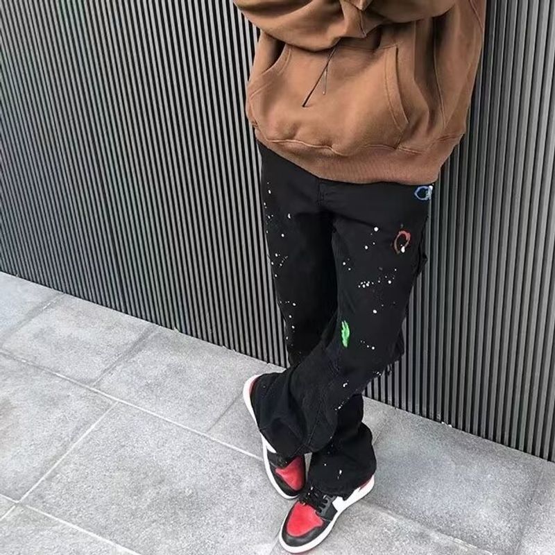 Heren Lente Herfst Nieuwe Collectie Gepersonaliseerde Letter Jeans Hip Hop Ins High Street Trendy Rascal Knappe Lange_voghion.com