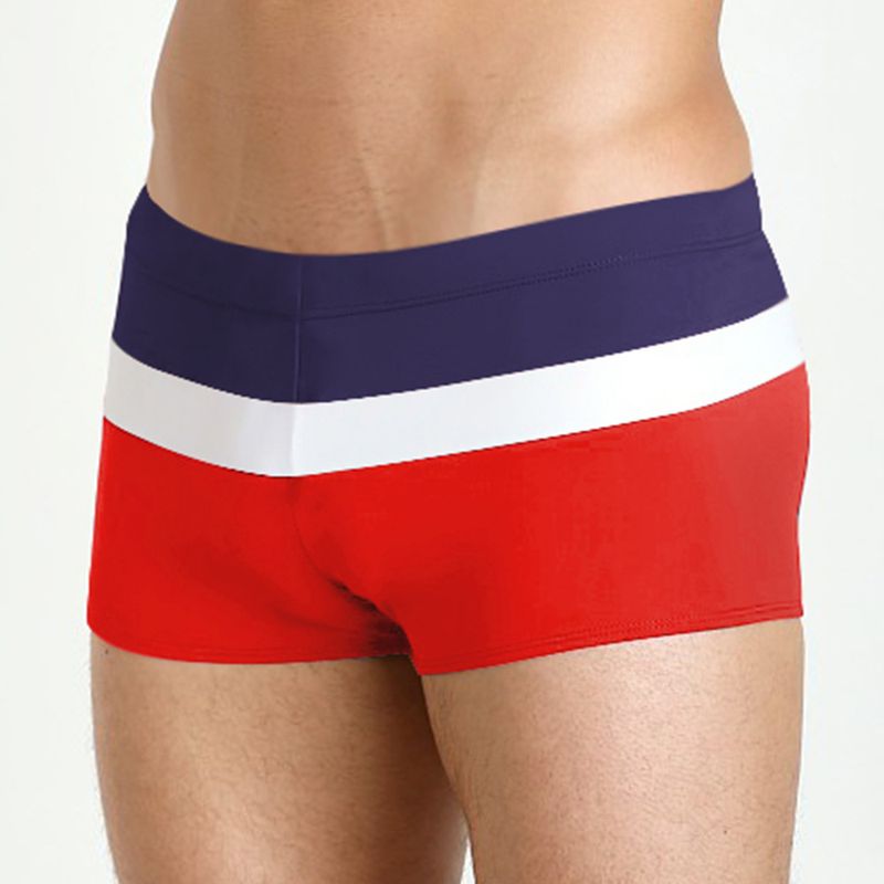Herren Boxershorts Streifen Kontrastfarbe Sport Freizeit Anti-Exposition Strand Badehose_voghion.com