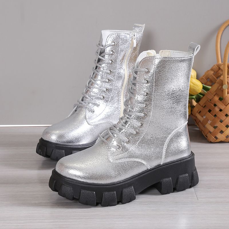 Chunky Platform Martin Boots For Women & Men - Low-Cut British Style Unisex Boots With Side Zipper & Round Toe​_voghion.com