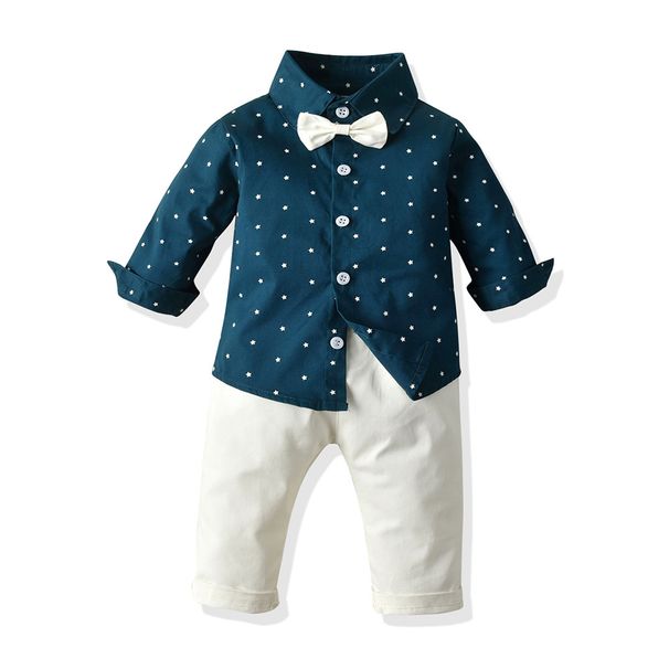 Kinderkleidung Frühling und Herbst Kinderkleidung Jungen Anzug Sterne Druck Langarmhemd Overalls ein Jahr alt Kleid Netzwerk Kinderkleidung_voghion.com