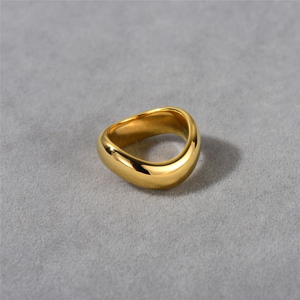 Anillo de oro auténtico K bañado en cobre con diseño de ondas y personalidad única para mujer, diseño de nicho de lujo ligero y moderno, anillo de alta gama._voghion.com