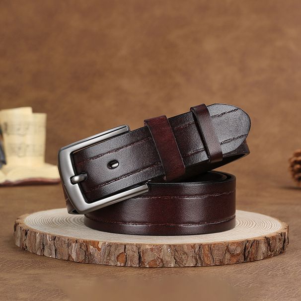 Jeans da uomo nuovi in pelle con strato di piombo in pelle bovina vintage con fibbia ad ago, tutto semplice con i produttori all'ingrosso di moda_voghion.com