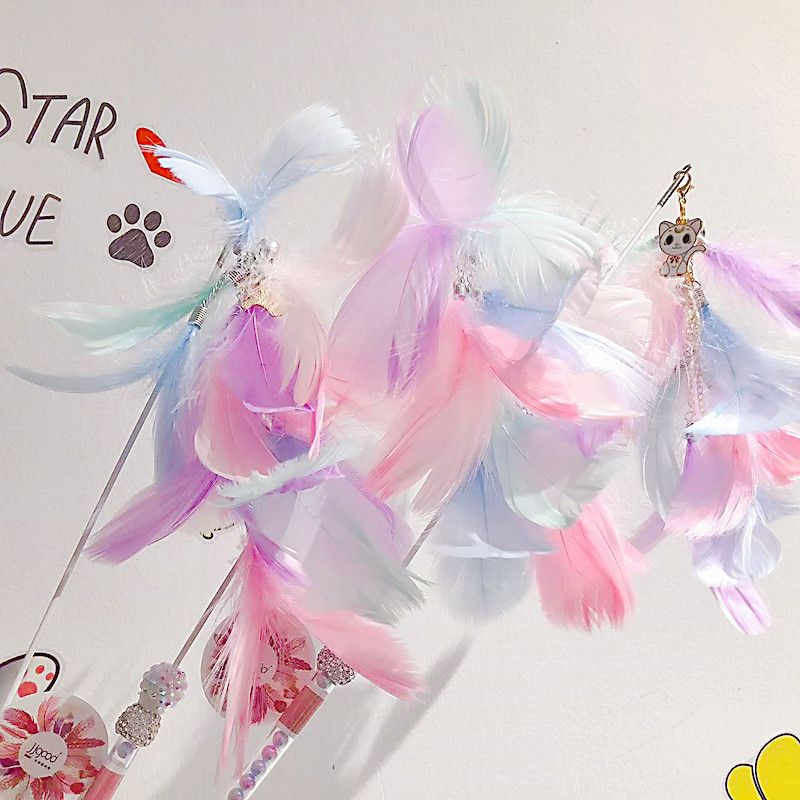 New Stick Colorful Peacock Flower Cat Playing Toy Interactive Bell Pet Supplies_voghion.com