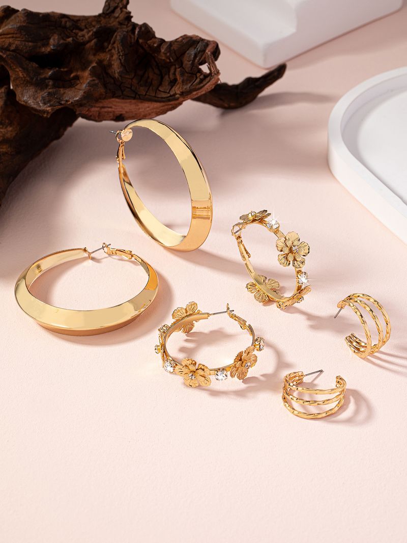 Elegant Sweet Round Flower Alloy Zircon Earrings_voghion.com