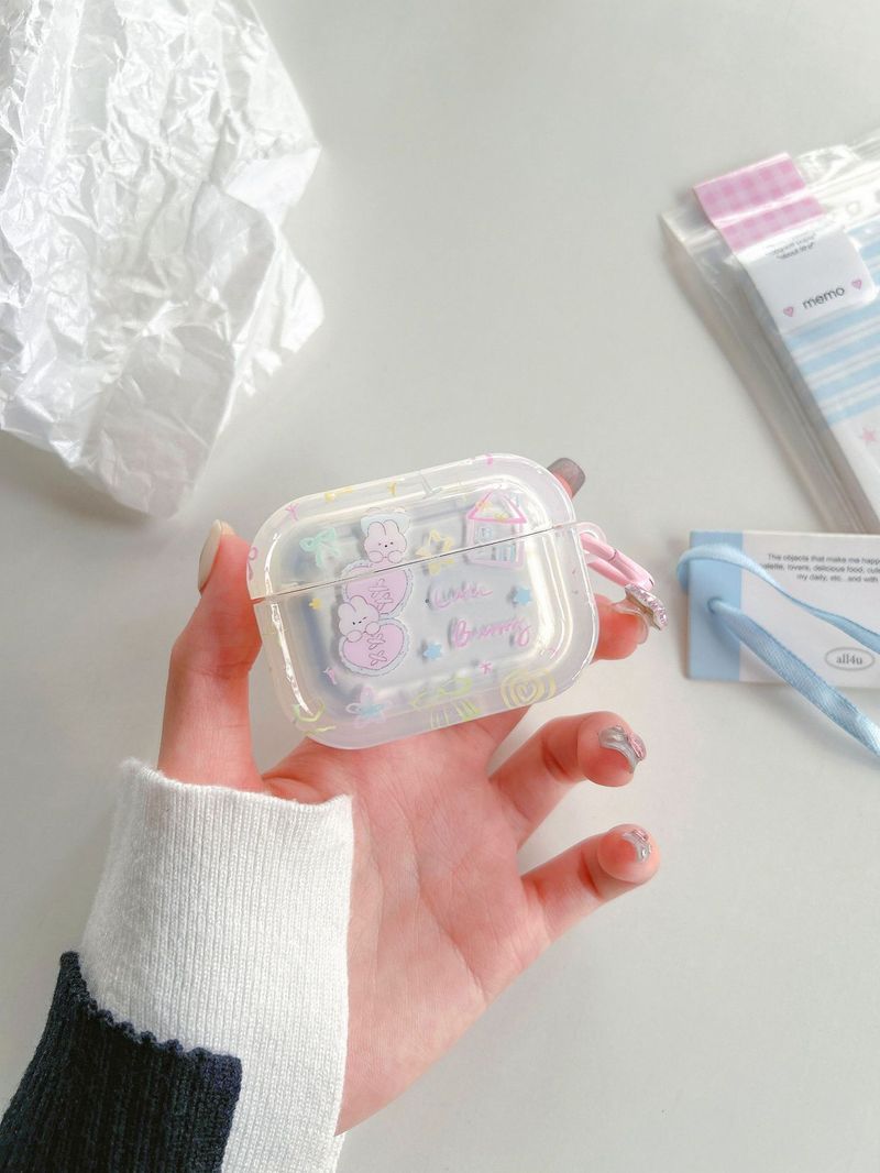 Star bow for airpods 3 protective case transparent pro2 Bluetooth 1/2 generation earphone case hanging chain_voghion.com