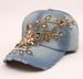 Handmade diamond inlaid gold filigree decorative design denim baseball trendy women summer sun shading casual hat_voghion.com