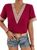 Γυναικείο πουκάμισο με κοντό μανίκι με λαιμόκοψη V Loose Top Temperament Commuter_voghion.com