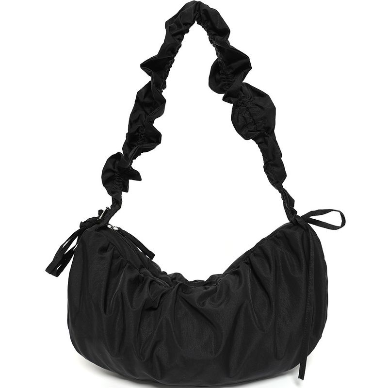 Spring Korean Pleated Handheld Cloud Fresh Artistic Polyester Dumpling Lazy Style Waterproof Crescent Bag_voghion.com