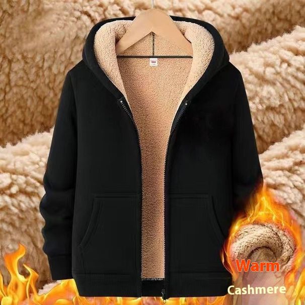 Two piece set with added thickened layer, lamb fleece sports and leisure warmth set, men's winter coat 12_voghion.com