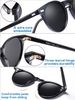 Polarised Sunglasses Men Driving Glasses Round Frame With Leather Case_voghion.com