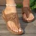 Shoes Cross Border Foreign Trade Thick Soled Flower Hollow Toe Flip Flops Women's Wedge Heel Outdoor Herringbone Beach Large Size Sandals Wholesale_voghion.com