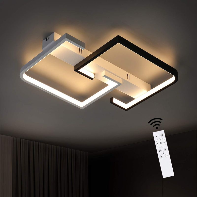 Deckenleuchte LED Deckenlampe Dimmbar Modern - Wohnzimmerlampe Schwarz Und Weiß 35W Aus Aluminium Mit Fernbedienung Farbwechsel Für Küche Flur Balkon_voghion.com