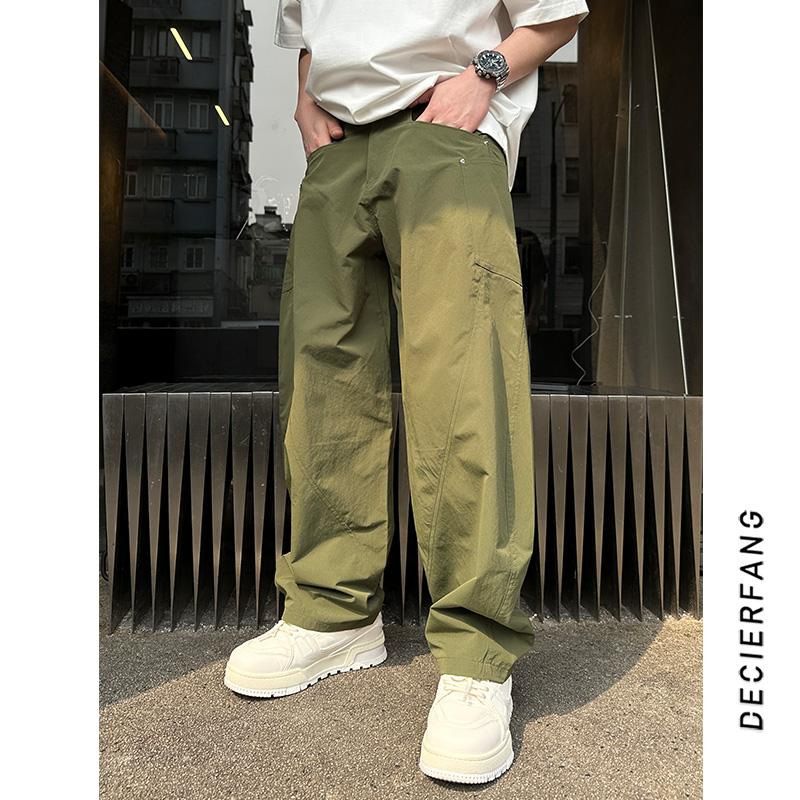 Ανδρικά ρούχα Καλοκαιρινά λεπτά ρούχα εργασίας Velcro που στεγνώνουν γρήγορα παντελόνι ανδρικό απλό μονόχρωμο ευέλικτο φαρδύ αθλητικό παντελόνι χαρέμι_voghion.com