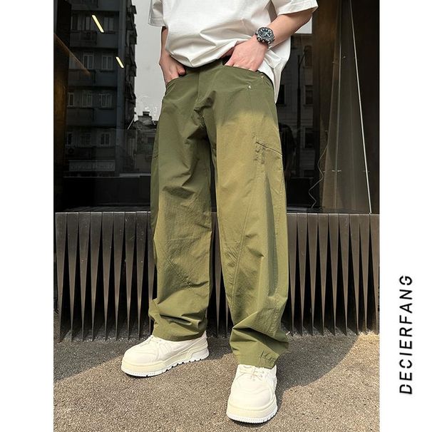 Ανδρικά ρούχα Καλοκαιρινά λεπτά ρούχα εργασίας Velcro που στεγνώνουν γρήγορα παντελόνι ανδρικό απλό μονόχρωμο ευέλικτο φαρδύ αθλητικό παντελόνι χαρέμι_voghion.com