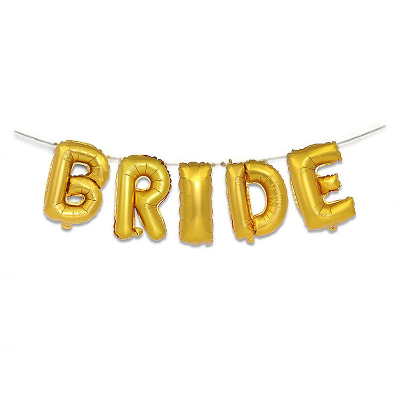 16 Inch Gold Rose Gold Bride Letter Balloons Set With Straws For Wedding Party Decorations_voghion.com