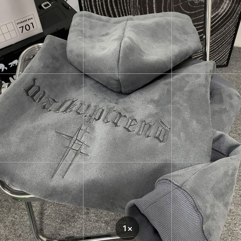 Herenkleding Zware suède sweatshirt voor heren herfst en winter trendy merk knappe Amerikaanse stijl oversized losse capuchon jas voor heren_voghion.com