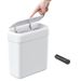 funest Bathroom Small Trash Can With Lid, 13 Liter/3.4 Gallon Slim Garbage Bin With Press Top Lid, White Wastebasket For Bedroom, Office, Kitchen, RV_voghion.com