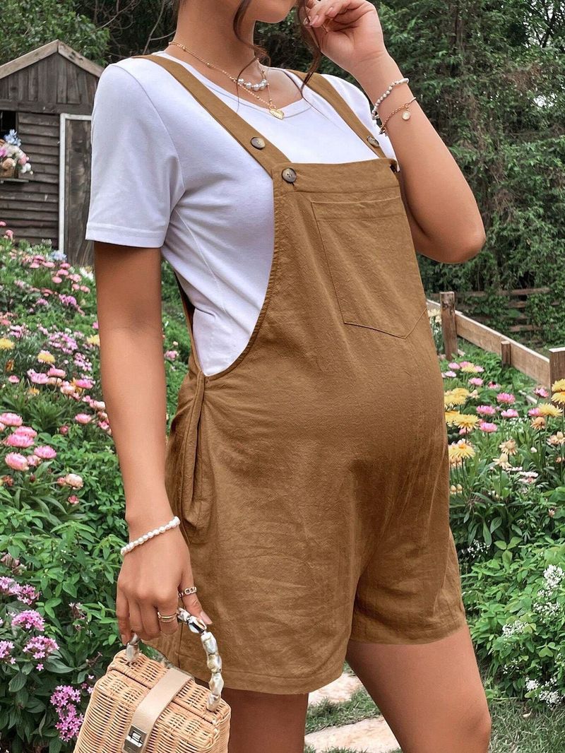 K Umstandshose; lässig, atmungsaktiv, verstellbarer Bund, mit Trägern, Shorts für Schwangere_voghion.com