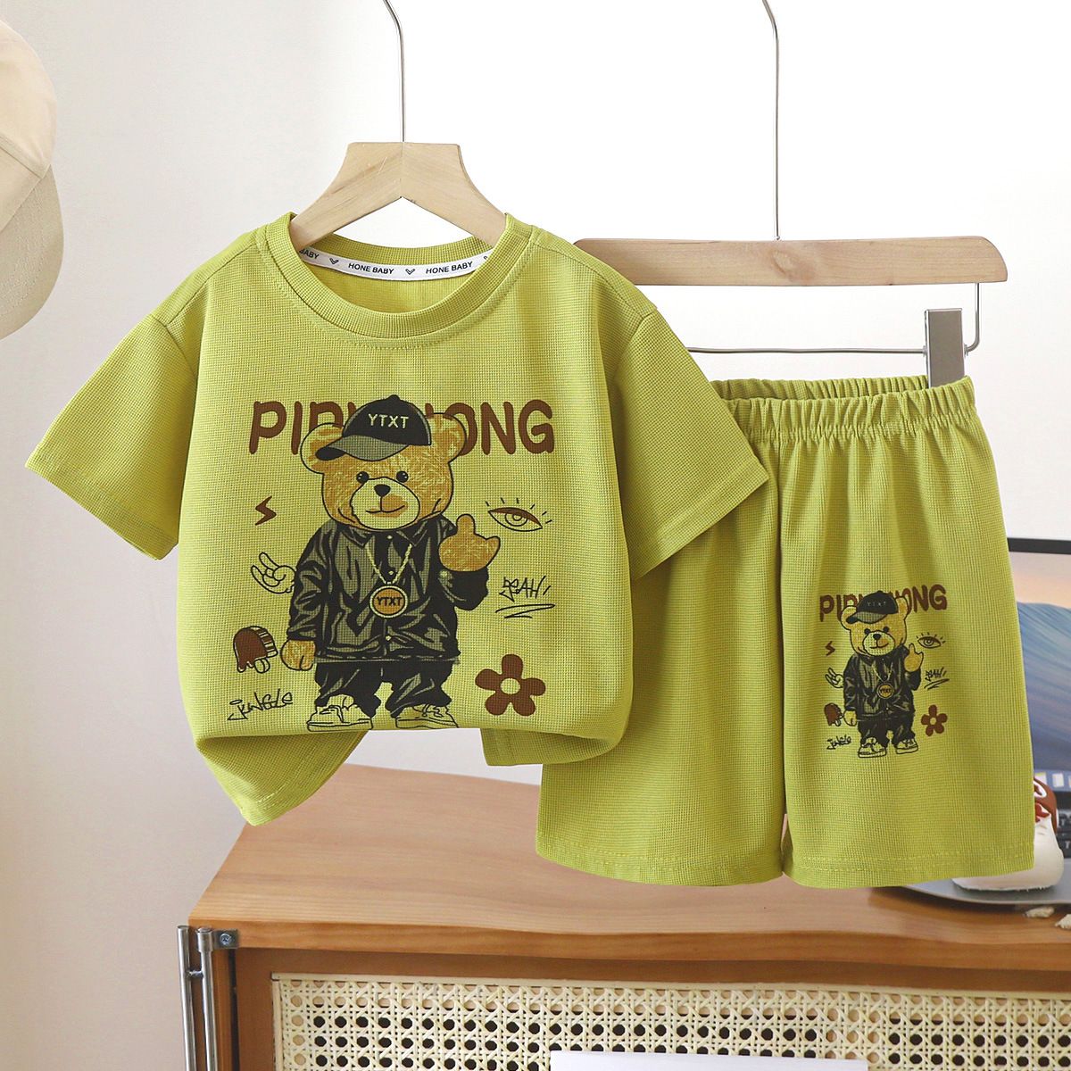 Pantaloni scurți pentru mame și copii, cu mânecă scurtă, îmbrăcăminte exterioară la modă pentru copii de vârstă mijlocie și mai mari, costum respirabil și prietenos cu pielea_voghion.com