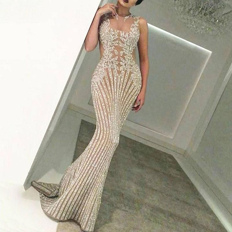 Damen Kleidung Sexy Bronzing Ärmelloses Ballkleid Kleid Neu_voghion.com