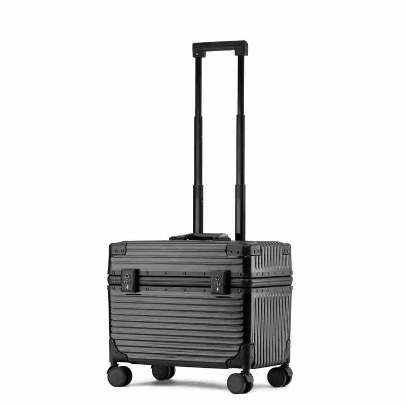 Stylowa aluminiowa rama bagażu podręcznego z kółkami obrotowymi 360° i zamkiem TSA - kompaktowa walizka podróżna 18" i 20" na kółkach_voghion.com