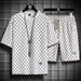 Men's clothing new men's casual suits  brand short-sleeved shorts versatile fashion matching clothes sports set trend_voghion.com