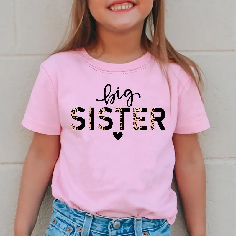 Kurzarm-T-Shirt mit Buchstabenmuster für Mutter und Kind_voghion.com