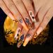 Adesivi indossabili per Halloween, toppe per nail art con glitter arancioni, zucca, ragnatela e pipistrello_voghion.com