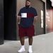 Men's Clothing Plus Size Summer T Shirt Shorts Suit Pattern Splicing 3D Digital Printing Casual Beach Pants Suit_voghion.com