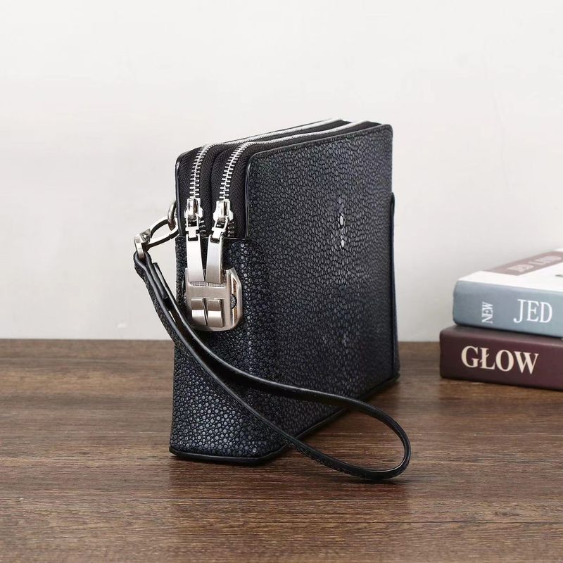 2025 New Pearl Fish Pattern Clutch Fashion Password Lock Large Capacity Versatile Men's Leather Wallet_voghion.com