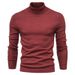 Maglione pullover tinta unita autunno e inverno nuovo collo alto da uomo casual in maglia filo camicia_voghion.com