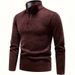 Autumn And Winter Men's Knitwear Fleece-Lined Thickened Stand Collar Half-Zip Pullover Sweater Jacket For Men_voghion.com