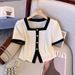 Women's Clothing Large Size Suit For Women In Summer, Two Piece Suit For Fat Girls, Age Reducing Splicing, Button Square Collar Top With High Waist_voghion.com