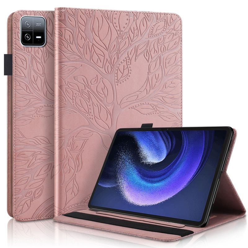 For Xiaomi Pad 6 / Pad 6 Pro Life Tree Series Horizontal Flip Leather Tablet Case(Rose Gold)_voghion.com