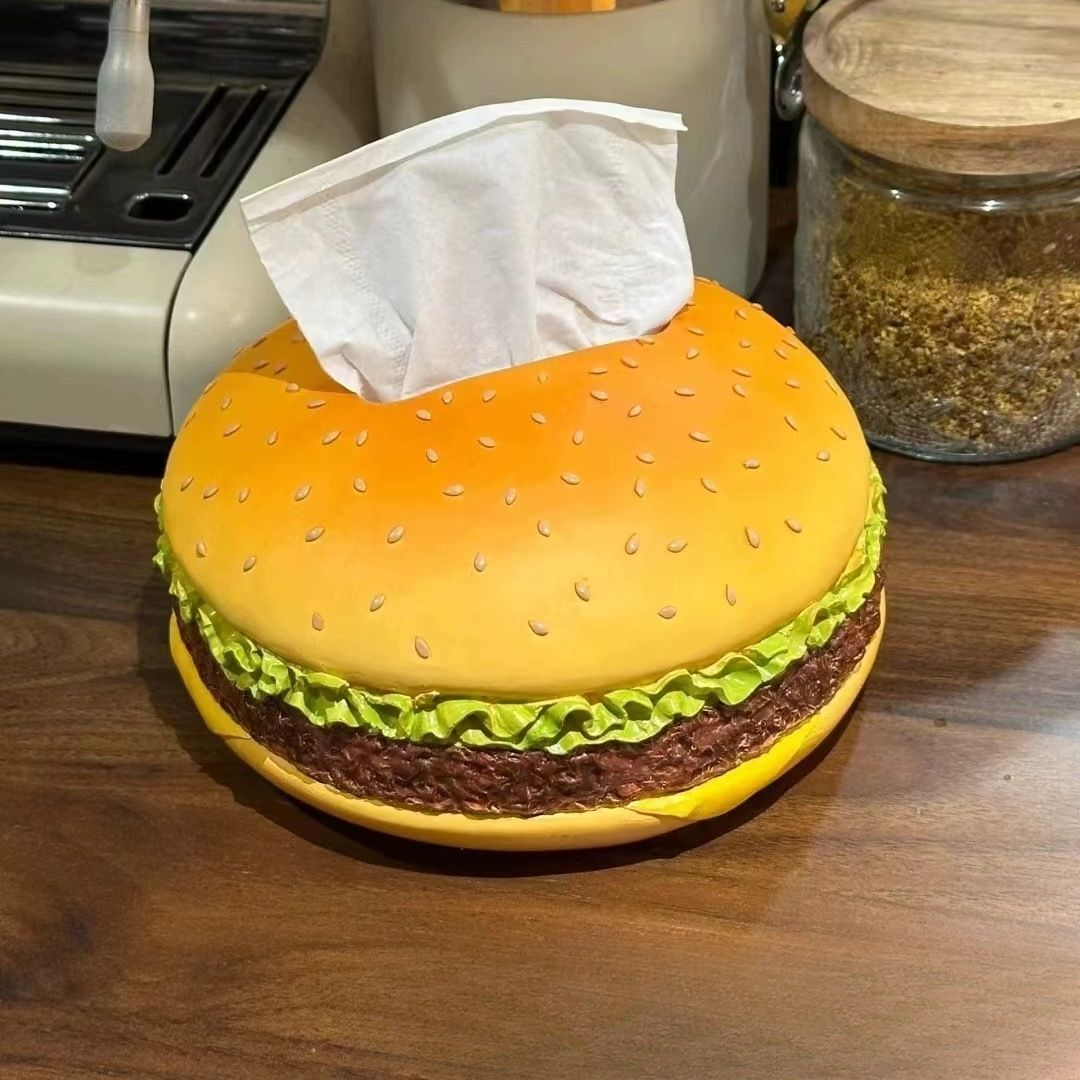 Same Style Hamburger Creative No Problem Living Room Tissue Box Home Fun Decoration Ornament_voghion.com