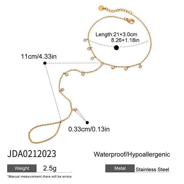 Wanxing Niche Beach Modern Classic Gold - Cavigliera con catena a maglie multiple in zirconi, per donna_voghion.com