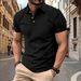 2025 Summer New Simple Solid Color Men's Button Jacquard Casual Short Sleeved Polo Shirt_voghion.com