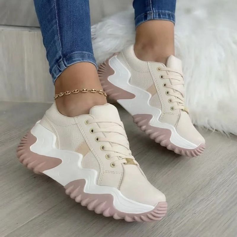 Damskie trampki sportowe Vulcanize Sports Female Retro Solid Colors Platform Bottom Sneakers Outdoor Casual Shoes C00023_voghion.com